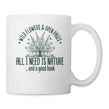 Retro Wildflowers & Book – Nature Reading - Mug - white - Right
