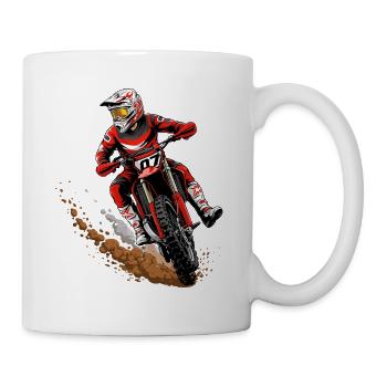 Motocross-Stuntfahrer im Staub - Tasse - Weiß - Rechts