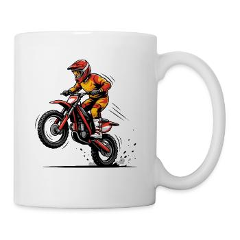 Motocross Pilote Jaune Rouge Action - Mug blanc - blanc - Droite