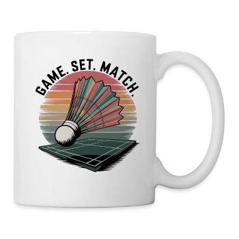 Game Set Match Badminton Retro Stil Federball - Tasse - Weiß - Rechts