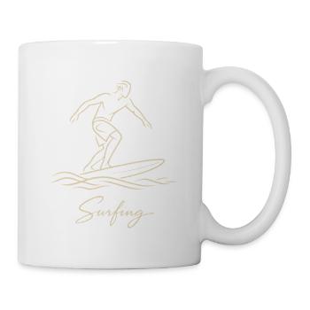 Minimalistischer Surfer auf der Welle - Tasse - Weiß - Rechts