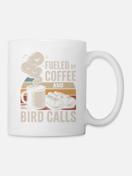 Kaffeeenergie und Vogelruf - Tasse - Weiß