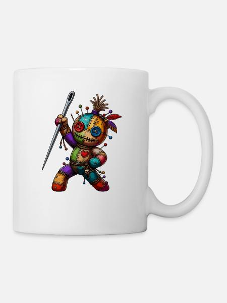 Patchwork Nadelpuppe - Tasse - Weiß