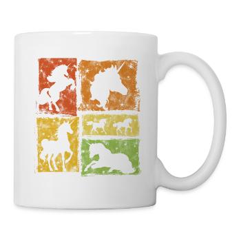 Einhorn Retro-Stil Mit Sternen - Tasse - Weiß - Rechts