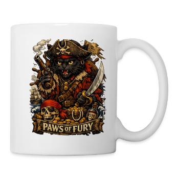 Pattes de la Fureur – Chat Pirate avec Sabre et Trésor - Mug blanc - blanc - Droite