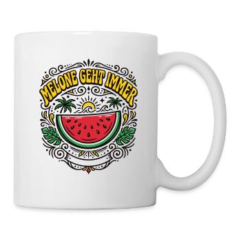 Melone Geht Immer – Wassermelone Sommer - Tasse - Weiß - Rechts