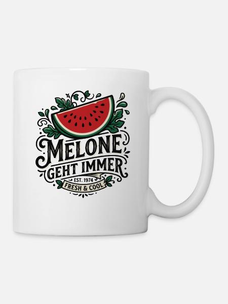 Melone Geht Immer Retro Logo - Tasse - Weiß