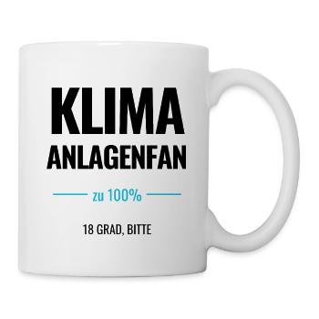 Klimaanlagenfan zu 100% 18 Grad, bitte - Tasse - Weiß - Rechts