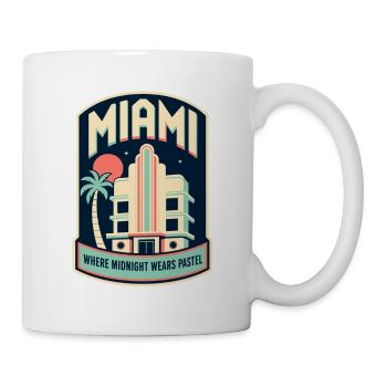 Pastell-Miami Art Deco Neon-Palmen - Tasse - Weiß - Rechts