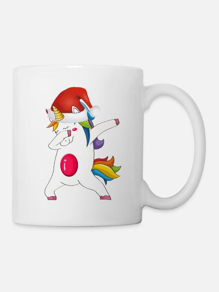 Abpuppen von Santa Unicorn Weihnachtsweihnachten Lustige Weihnachtsfeiertage - Tasse - Weiß