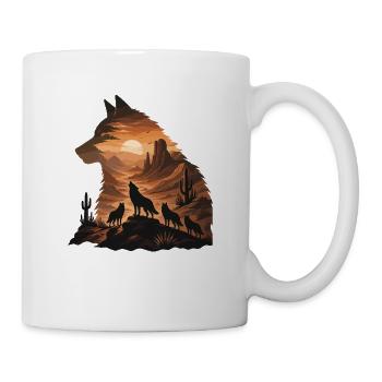 Desert Wolf Sunset Silhouette - Mug - white - Right