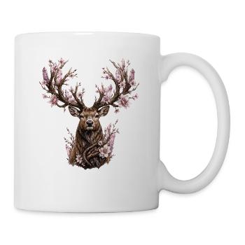 Rosy deer with crystal flowers - Mug - white - Right