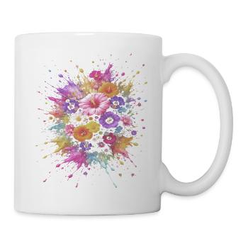 Multicolor Flower Bouquet Splash Art - Mug - white - Right