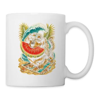 Dachshund, wire-haired dachshund, long-haired dachshund, watermelon - Mug - white - Right