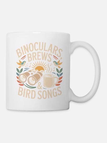Binoculars Brews Bird Songs - Tasse - Weiß