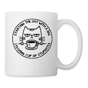 A Cup Of Stupiditea. Morning Cat. - Mug - white - Right