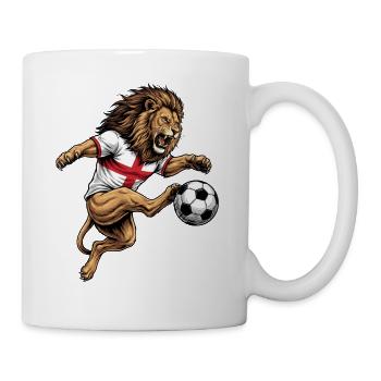 Lion Cool Kick Ball, ballon de football, drapeau anglais - Mug blanc - blanc - Droite