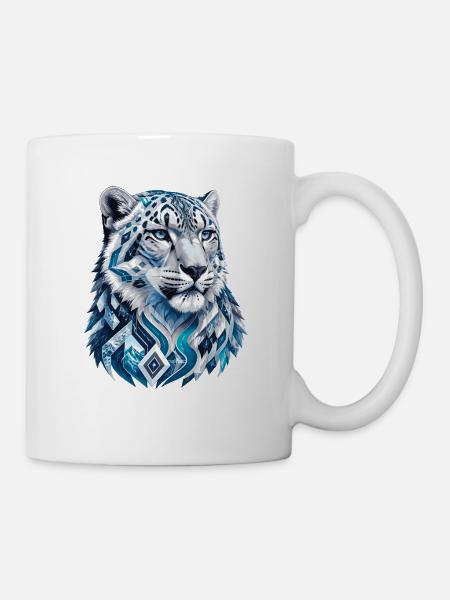 Geometrischer Eis Tiger Kopf - Tasse - Weiß