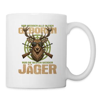 Geboren Jager - Tasse - Weiß - Rechts