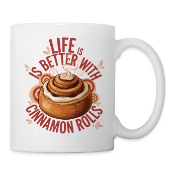 La vie au petit-déjeuner est meilleure avec des roulés à la cannelle - Mug blanc - blanc - Droite