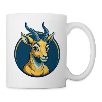 Antelope Kawaii Maskottchen Cartoon Clipart Logo Abzeichen - Tasse - Weiß - Rechts