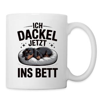Offizielles Schlafshirt Schlafanzug Dackel Hund - Tasse - Weiß - Rechts