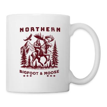 Northern Bigfoot & Moose in Pines - Mug - white - Right