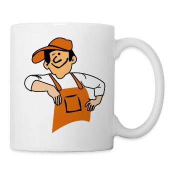 Friendly Handyman Mascot – Cartoon Craftsman Worke - Mug - white - Right