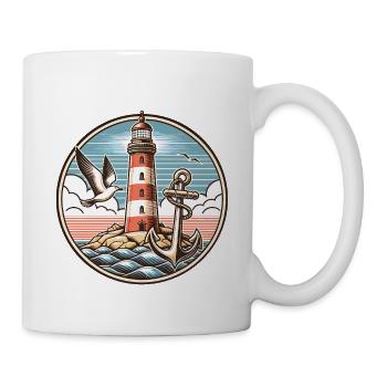 Lighthouse by the sea coastal motif - Mug - white - Right