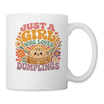 Nur ein Mädchen, das Dumplings liebt | Vintage Kawaii - Tasse - Weiß - Rechts