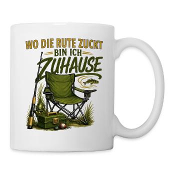 Wo Die Rute Zuckt Bin Ich Zuhause Angler - Tasse - Weiß - Rechts