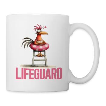 Lustiger Hahn Rettungsschwimmer Lifeguard Motiv - Tasse - Weiß - Rechts