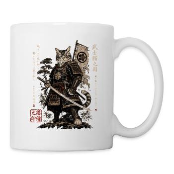 Samurai Katze Krieger Kampfkunst Design - Tasse - Weiß - Rechts