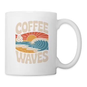 Vagues de café, surf, Plage de surfeurs de Café et Vagues - Mug blanc - blanc - Droite