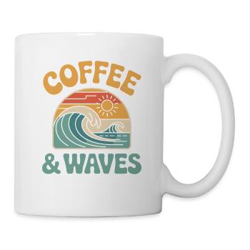 Vagues de café, surf, Plage de surfeurs de Café et Vagues - Mug blanc - blanc - Droite