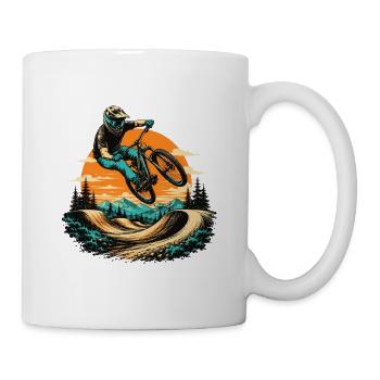 MTB Dirt Jump Whip Sonnenuntergang Biker Freerider - Tasse - Weiß - Rechts