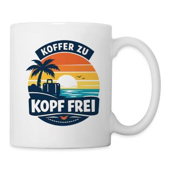 Koffer zu Kopf frei Urlaub am Meer - Tasse - Weiß - Rechts