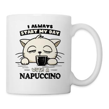 Nickerchen-angenährter Katzen-Morgenkaffee - Tasse - Weiß - Rechts