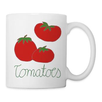 Drei Tomaten Handzeichnung - Tasse - Weiß - Rechts