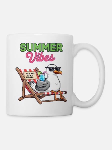 Sommervibes Gans auf einem Liegestuhl - Tasse - Weiß