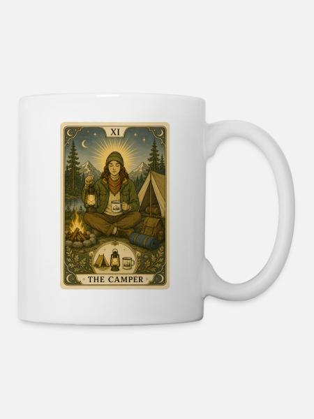 Camperin | Camping & Lagerfeuer Tarot - Tasse - Weiß