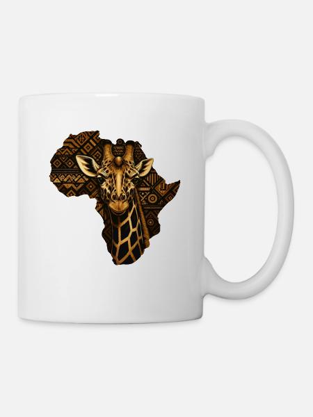Afrika Giraffen Tribal Muster - Tasse - Weiß