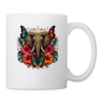 Ornement d’éléphant avec des papillons - Mug blanc - blanc - Droite