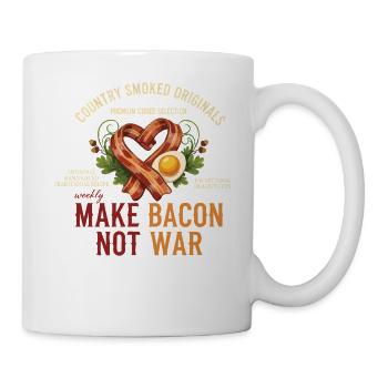 Petit-déjeuner, faire du bacon, pas la guerre, brunch drôle, - Mug blanc - blanc - Droite