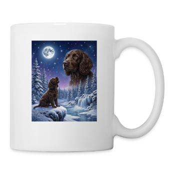 Hurlant au chien de la Lune American Water Spaniel - Mug blanc - blanc - Droite
