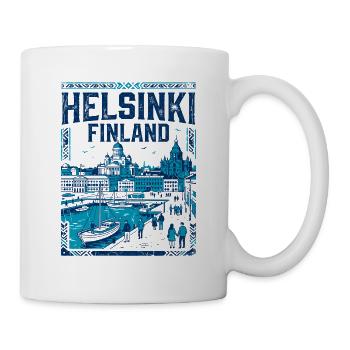 Helsinki Finland Waterfront Harbor City Skyline - Tasse - Weiß - Rechts