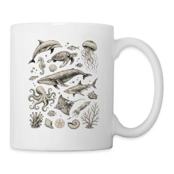 Sea Animals Whale Dolphin Octopus Ocean Design - Mug - white - Right