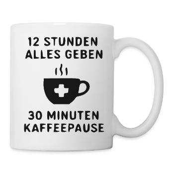 Kaffeepause Motivationsdesign - Tasse - Weiß - Rechts
