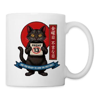 Black cat on Friday 13th e-Ukiyo style  - Tasse - Weiß - Rechts