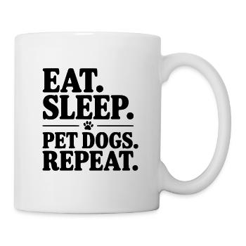 Mange. Dors. Chiens de compagnie. Répétez. - Mug blanc - blanc - Droite